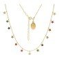 Collar multibolitas  estrellas circonitas colores chapada en oro (1 micra)