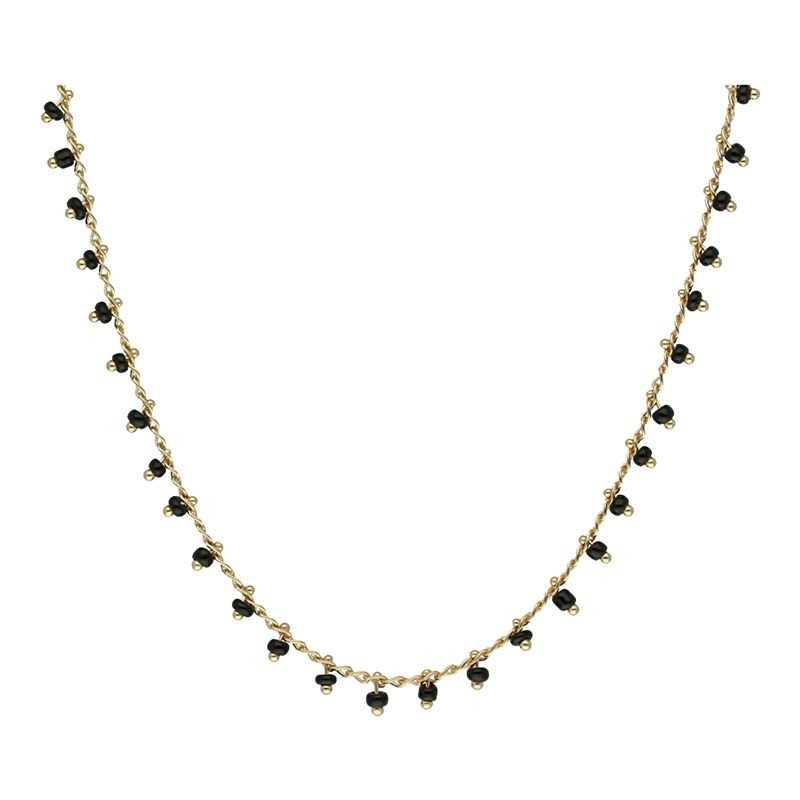 Collar roca onix colgando chapada en oro (1 micra)