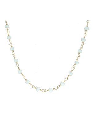 Collar piedras blancas chapada en oro (1 micra)