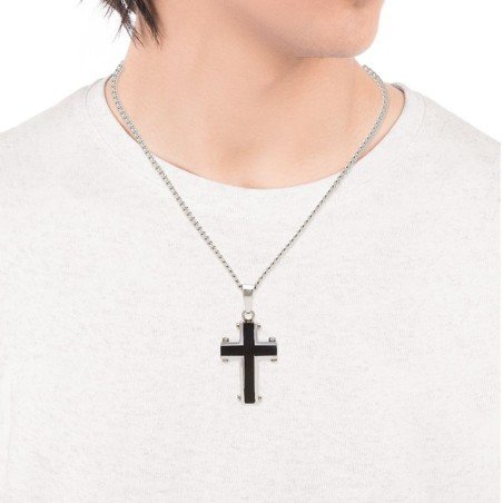 Collar VICEROY 75241C01010 MAGNUM Cruz Acero IP Negro Hombre