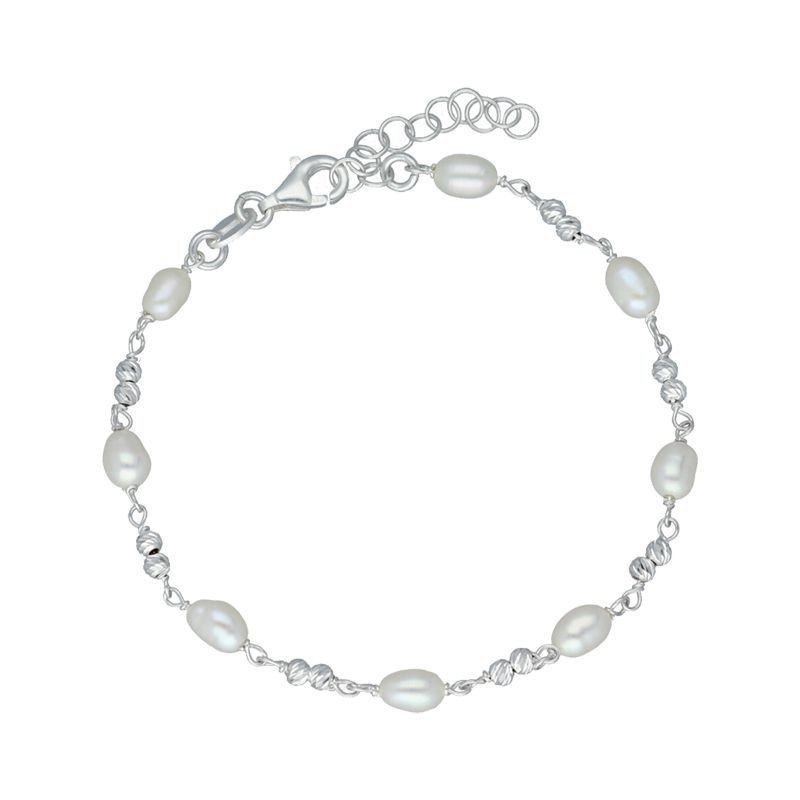 Pulsera perlas comunión plata de ley