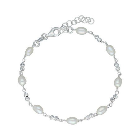 Pulsera perlas comunión plata de ley