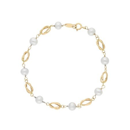 Pulsera comunión perlas Oro 18 K