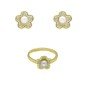 Conjunto comunión flor perla plata chapada oro