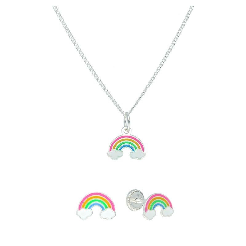 Conjunto arcoiris esmaltado plata de ley
