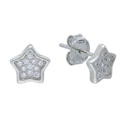 Conjunto Comunión estrellas circonitas plata rodiada