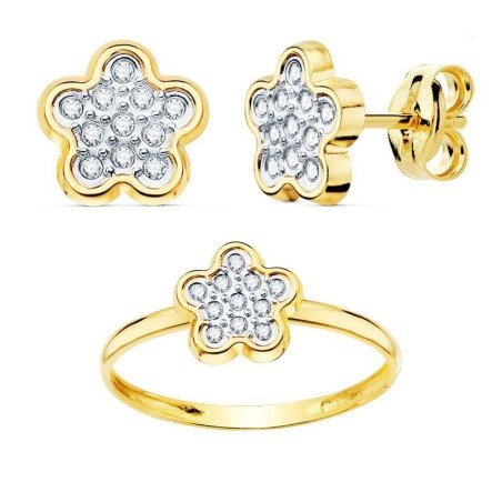 Conjunto comunión margarita oro 18K