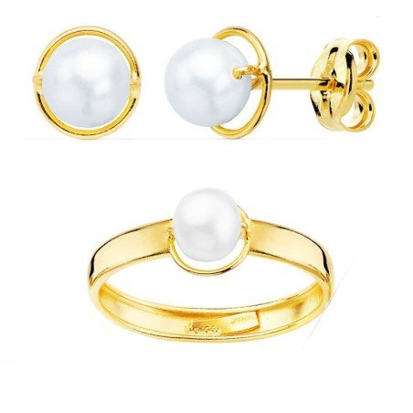 Conjunto comunión perla oro 18k