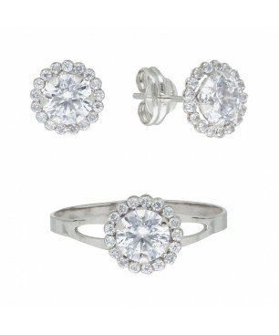 Conjunto comunión circonitas Oro blanco 18 K