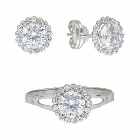 Conjunto comunión circonitas Oro blanco 18 K