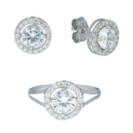 Conjunto comunión circonitas oro blanco 18 K