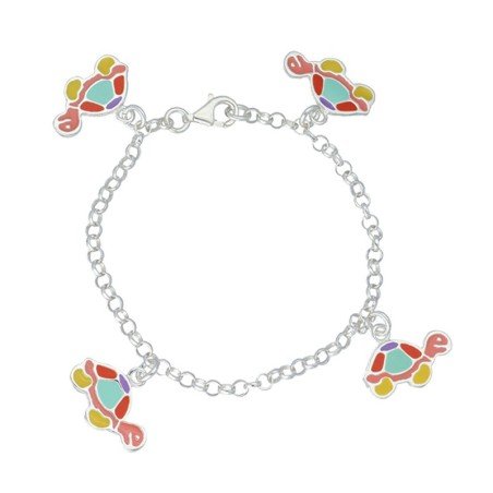 Pulsera tortugas esmalte plata de ley