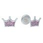Pendientes rosca corona esmalte rosa plata de ley