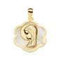 Medalla 16 MM Virgen niña pandereta nacar Oro 18 K