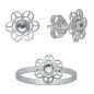 Conjunto flor calada circonita plata de ley 12