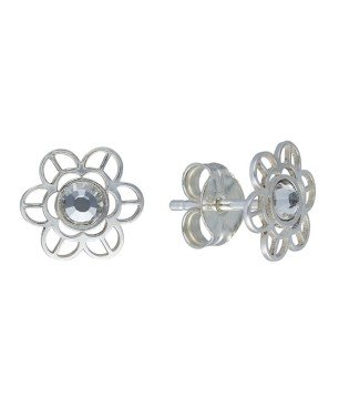 Conjunto flor calada circonita plata de ley 13