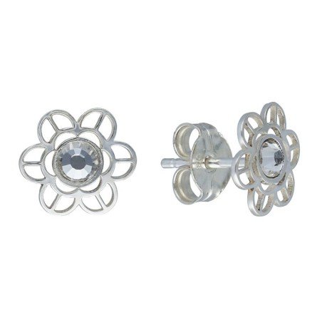 Conjunto flor calada circonita plata de ley 16