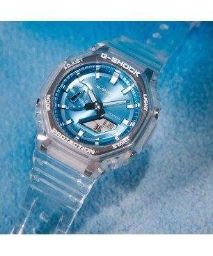 Reloj G-SHOCK Casio GA-2100BM-7A2ER Classic Correa Transparente Esfera Metalizada Azul Hombre Sumergible (200m)
