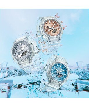 Reloj G-SHOCK Casio GA-2100BM-7A2ER Classic Correa Transparente Esfera Metalizada Azul Hombre Sumergible (200m)