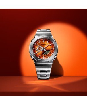 Reloj G-SHOCK Hombre - Analógico-Digital Bisel Octogonal Metalizado y Esfera Naranja - Resistente al Agua 20 BAR | GM-2110D-4AER