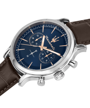 Reloj MASERATI Para Hombre EPOCA 42MM CHR BLUE DIAL BROWN ST R8871618014