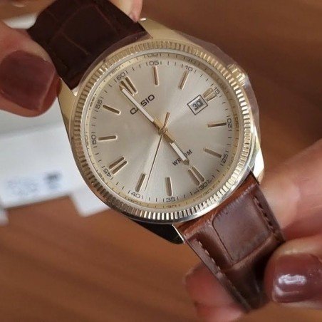 Reloj CASIO Para Hombre - Correa de cuero auténtico MTP-1302 Series - MTP-1302PGL-9AVEF