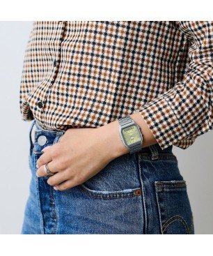 Reloj CASIO Vintage Unisex - Analógico-Digital Brazalete de Acero y Esfera Verde - Edgy Collection | AQ-230A-9AMQYES