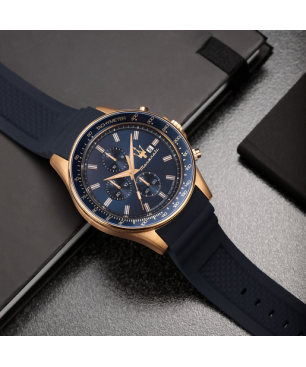 Reloj MASERATI SFIDA 44MM CHR BLUE DIAL BLUE SILICON ST para hombre R8871640004