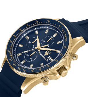 Reloj MASERATI SFIDA 44MM CHR BLUE DIAL BLUE SILICON ST para hombre R8871640004