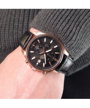 Reloj Casio EDIFICE EFV-610ECL-1AUEF Cronógrafo con correa de Piel (Sumergible 100m)