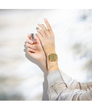 Reloj CASIO Vintage Unisex - Iconic Series Caja Dorada y Correa Transparente - A168XESG-9AEF