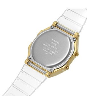 Reloj CASIO Vintage Unisex - Iconic Series Caja Dorada y Correa Transparente - A168XESG-9AEF