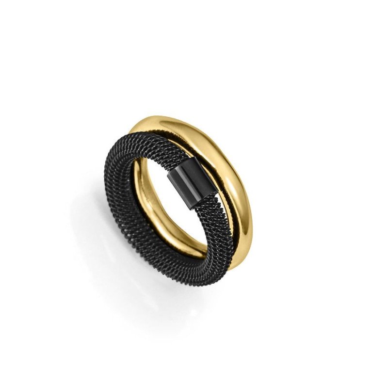 Anillo Doble VICEROY Para Mujer TALLA 14 (17,19mm) - Acero IP Dorado y Negro Sra Fashion - 14347A01410 Anillo Doble VICEROY Para Mujer TALLA 14 (17,19mm) - Acero IP Dorado y Negro Sra Fashion - 14347A01410