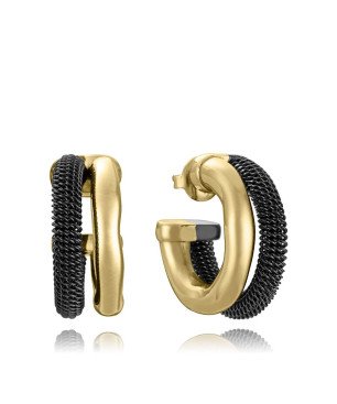 Argollas VICEROY Para Mujer - Pendientes de Acero IP Dorado y Negro Sra Fashion - 14347E01010