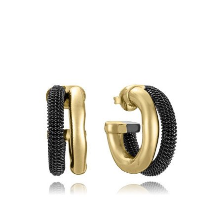 Argollas VICEROY Para Mujer - Pendientes de Acero IP Dorado y Negro Sra Fashion - 14347E01010