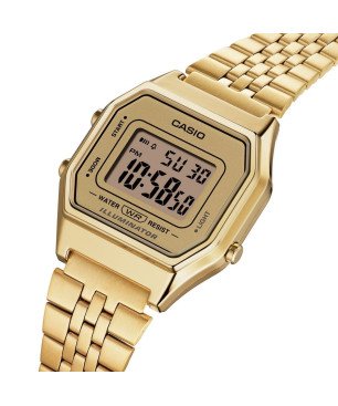 Reloj CASIO Vintage Unisex - Digital Iconic Brazalete de Acero IP Dorado - Esfera Dorada | LA680WEGA-9ER
