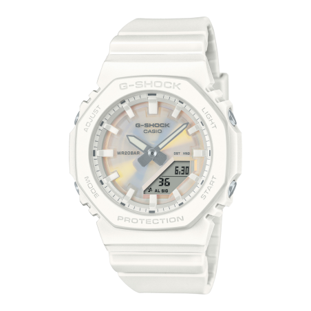 Reloj Casio G-SHOCK Para Mujer - Classic Analógico-Digital Blanco con Esfera de Colores Polarizados - GMA-P2100PC-7AER
