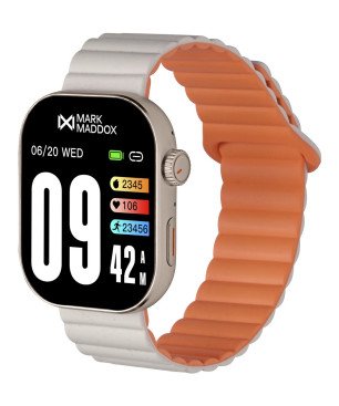 Smartwatch MARK MADDOX Unisex - Caja de Metal con Correa de Silicona Blanca/Naranja - HS2007-10