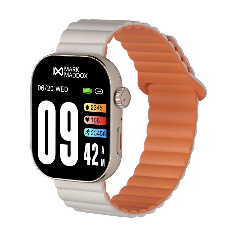 Smartwatch MARK MADDOX Unisex - Caja de Metal con Correa de Silicona Blanca/Naranja - HS2007-10