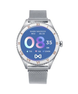 Smartwatch MARK MADDOX Unisex - Caja de Metal Plateada con Correa de Malla Milanesa - MS2001-10