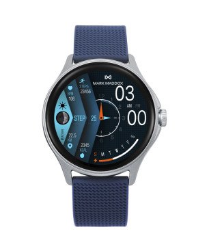 Smartwatch MARK MADDOX Unisex - Caja de Policarbonato Plateada con Correa de Silicona Azul - HS2006-10