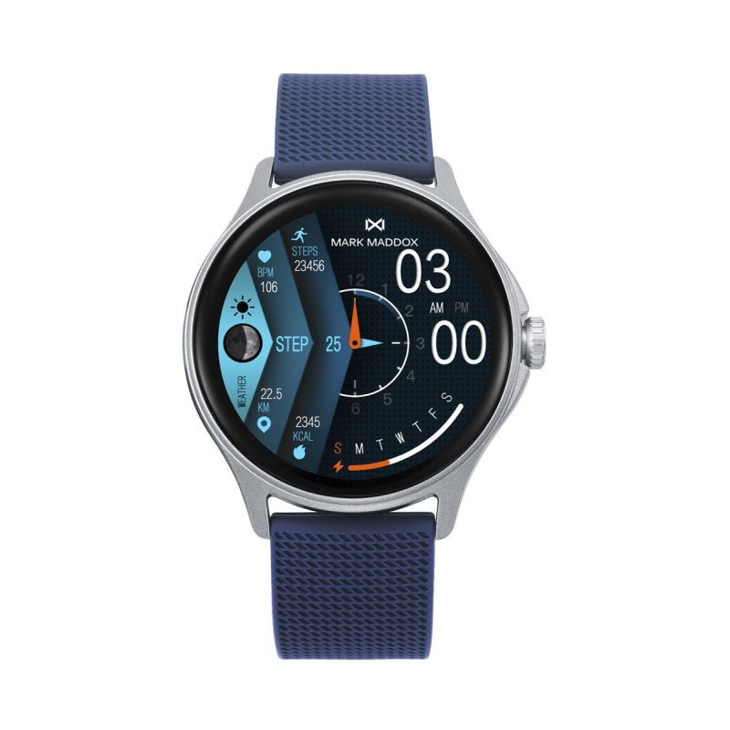 Smartwatch MARK MADDOX Unisex - Caja de Policarbonato Plateada con Correa de Silicona Azul - HS2006-10