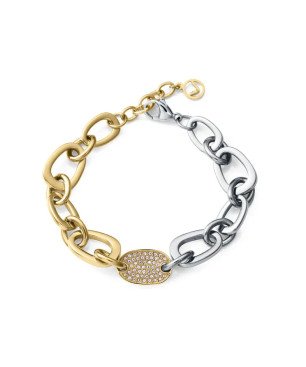 Pulsera VICEROY de mujer de acero e Ip dorado con eslabones y circonitas blancas 75408P01012