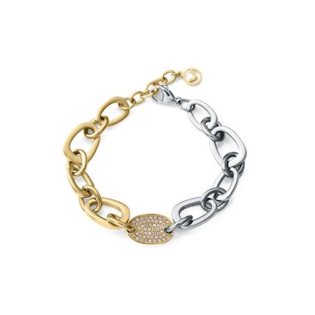 Pulsera VICEROY de mujer de acero e Ip dorado con eslabones y circonitas blancas 75408P01012