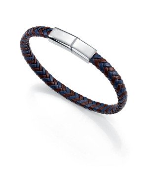 Pulsera VICEROY Para Hombre - Acero y Piel Trenzada Marrón y  Azul Sr Fashion - 6373P09013