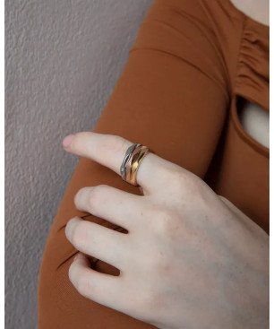 Tres anillos VICEROY de mujer de acero en tres tonos Talla | 16 (17,83mm) 14181A01619