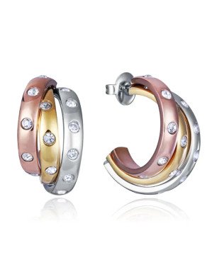 Pendientes VICEROY 14192E01019 Tres Aros Abiertos con Cristales Tres Tonos Mujer