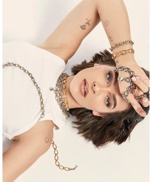 Pulsera VICEROY colección Laura Escanes acero bicolor con eslabones e Ip dorado, de mujer 17,5 + 2 cm extensión. 75363P01019