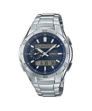 Reloj Casio Waveceptor Solar Multi-Band 6 con Hora Mundial y Correa Ajustable Acero Esfera Azul WVA-M650D-2AER