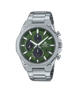 Reloj Casio EDIFICE - Cronógrafo Solar Ultrafino Cristal de Zafiro - Bisel Octogonal - Acero con Esfera Verde - EFS-S570D-3AUEF